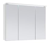 Stella Trading TWO Spiegelschrank Bad mit LED-Beleuchtung in Weiß - Badezimmerspiegel Schrank mit...