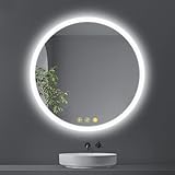 AI-LIGHTING Badspiegel mit Beleuchtung Bluetooth Rund 60 cm Badezimmer Spiegel mit Led Licht, 3...