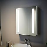 SUNXURY Edelstahl Spiegelschrank mit Beleuchtung 60 x 70 cm Badspiegelschrank mit Steckdose...
