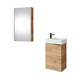 Planetmöbel Waschtischunterschrank mit Spiegelschrank Badmöbel Set 40cm für Badezimmer Gäste WC...