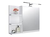 DOMTECH Badezimmer Spiegelschrank mit Ablagen und LED Beleuchtung, Badezimmerspiegel, Weiß...