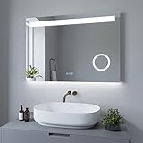 Badspiegel mit Beleuchtung und Bluetooth Lautsprecher 100x70 cm LED Wandspiegel Badezimmerspiegel...