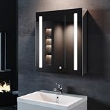 SONNI Spiegelschrank Bad 60 ×70 cm Badezimmer Spiegelschrank mit Steckdose Spiegelschrank mit...