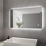 ELEGANT Wandspiegel Badezimmerspiegel LED Badspiegel mit Beleuchtung 100x60cm mit Touch Schalter und...