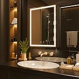 KWW 50 x 70 cm LED Beleuchtetes Badezimmer Medizin Kabinett mit Spiegel, Farbtemperatur Einstellbar,...