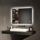 EMKE Badspiegel mit Beleuchtung 50x70cm Einstellbare Helligkeit Badezimmerspiegel LED mit...