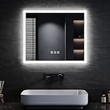 SONNI Badspiegel mit Beleuchtung 60X50 cm, Anti-Beschlag LED Badezimmer Lichtspiegel, Wandspiegel...