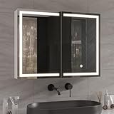 DICTAC spiegelschrank Bad mit Beleuchtung und Steckdose 80x13.5x60cm Metall Badezimmer...