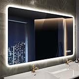 STARLEAD Badspiegel-mit-Beleuchtung 100x70cm, Spiegel-mit-Beleuchtung und Entfoggen, Bluetooth,...