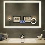 Youyijia LED Badspiegel 80x60cm, Bluetooth Spiegel mit Touch-Schalter, Dimmbar mit 3 Lichtfarben,...