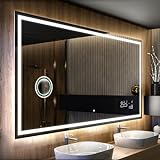 Badspiegel 120x60cm mit LED Beleuchtung - Wählen Sie Zubehör - Individuell Nach Maß - Beleuchtet...