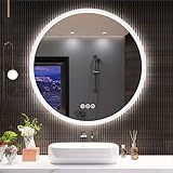 S'bagno 600mm runder beleuchteter Badezimmerspiegel mit LED-Beleuchtung, Badspiegel mit...