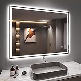 Dripex Badspiegel mit Beleuchtung Led Spiegel mit Bluetooth-Lautsprecher und Steckdose, Dimmbar, 3...