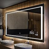 Artforma Badspiegel 110x70 cm mit LED Beleuchtung - Wählen Sie Zubehör - Individuell Nach Maß -...